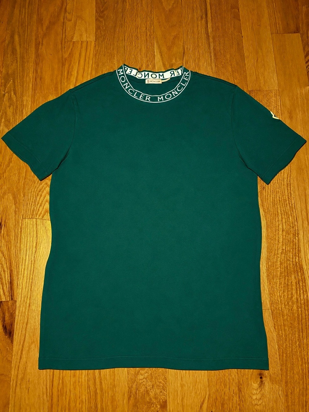 Moncler Green White Collar Logo Tshirt